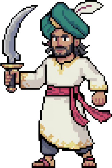 characters you would find in an "๐งโโ๏ธ Arabian Nights Fantasy" sprite pack