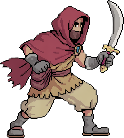 characters you would find in an "๐งโโ๏ธ Arabian Nights Fantasy" sprite pack