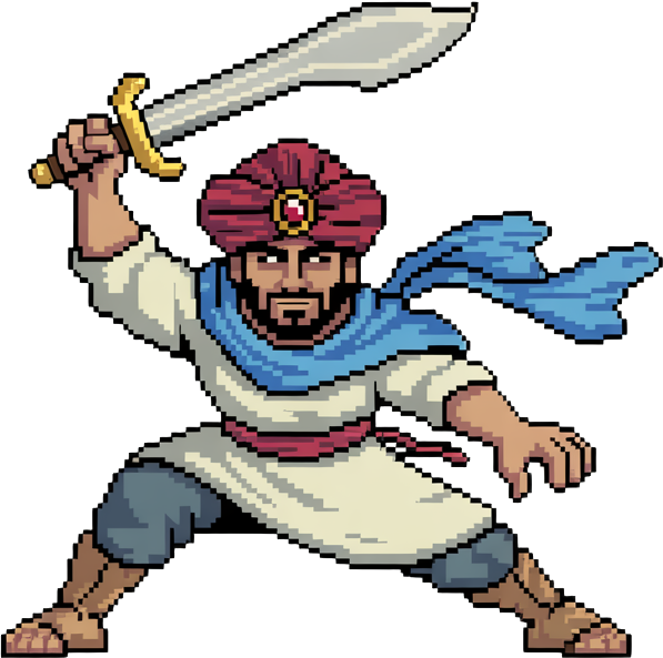 characters you would find in an "๐งโโ๏ธ Arabian Nights Fantasy" sprite pack