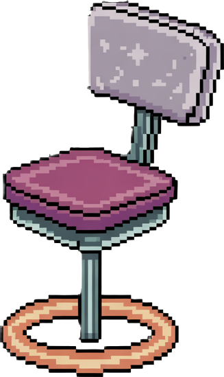 furniture you would find in a "โ Cozy Space Diner" sprite pack