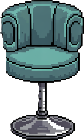 furniture you would find in a "โ Cozy Space Diner" sprite pack