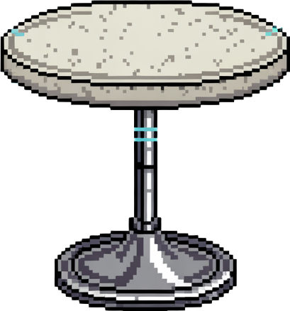 furniture you would find in a "โ Cozy Space Diner" sprite pack