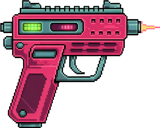 guns you would find in a "๐ผ Neo-Tokyo Alleyways" sprite pack