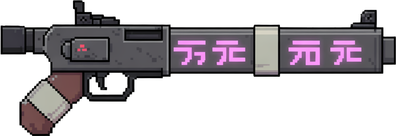 guns you would find in a "๐ผ Neo-Tokyo Alleyways" sprite pack