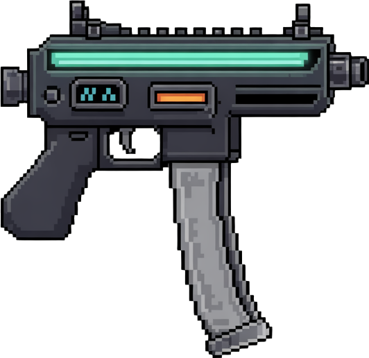guns you would find in a "๐ผ Neo-Tokyo Alleyways" sprite pack