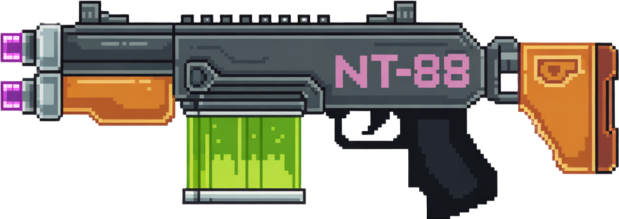 guns you would find in a "๐ผ Neo-Tokyo Alleyways" sprite pack