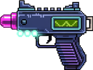 guns you would find in a "๐ผ Neo-Tokyo Alleyways" sprite pack