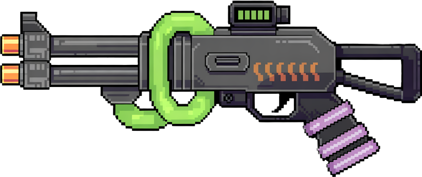guns you would find in a "๐ผ Neo-Tokyo Alleyways" sprite pack