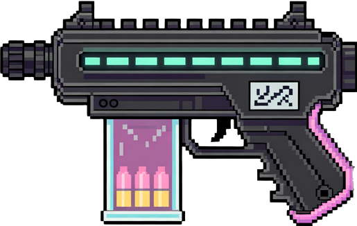 guns you would find in a "๐ผ Neo-Tokyo Alleyways" sprite pack