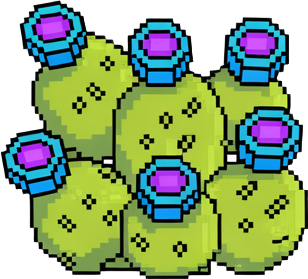 flora you would find in a sprite pack with the description "๐ Cowpunk Frontier Town Steam tractors, robot cattle, neon saloons, sheriff drones. A western powered by milk, gears, and attitude."