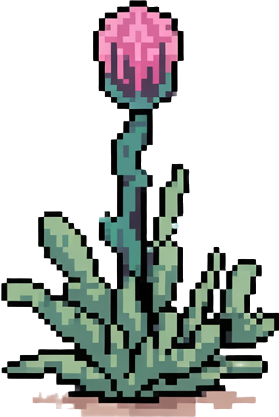 flora you would find in a sprite pack with the description "๐ Cowpunk Frontier Town Steam tractors, robot cattle, neon saloons, sheriff drones. A western powered by milk, gears, and attitude."