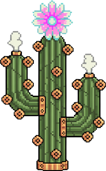 flora you would find in a sprite pack with the description "๐ Cowpunk Frontier Town Steam tractors, robot cattle, neon saloons, sheriff drones. A western powered by milk, gears, and attitude."