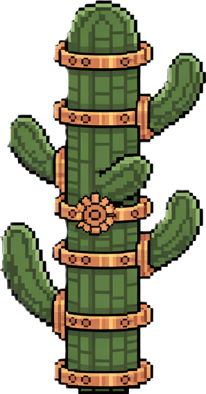 flora you would find in a sprite pack with the description "๐ Cowpunk Frontier Town Steam tractors, robot cattle, neon saloons, sheriff drones. A western powered by milk, gears, and attitude."