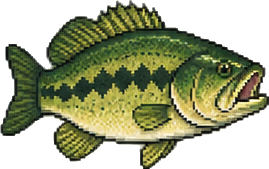 a northern pike, a rainbow trout, a bluegill, a largemouth bass, a crawdad, an earthworm