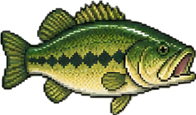 a northern pike, a rainbow trout, a bluegill, a largemouth bass, a crawdad, an earthworm