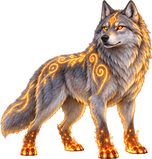 runic wolf with ember paws