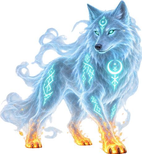runic wolf with ember paws