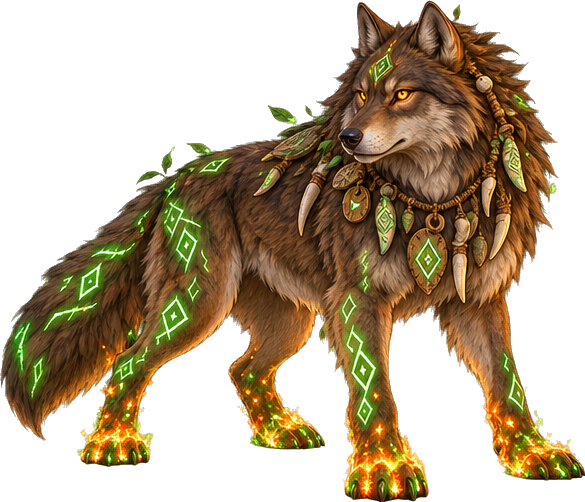 runic wolf with ember paws