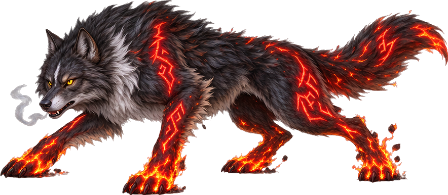 runic wolf with ember paws